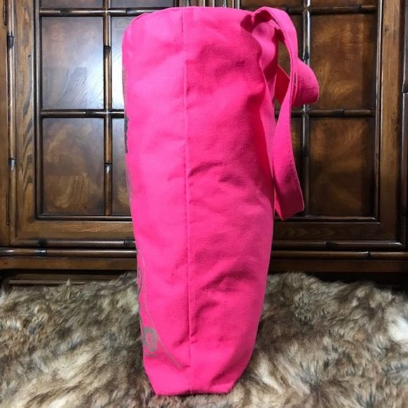 Hot Pink Metallic Gal Pal Canvas Tote & Stripe Faux Leather Pouch - Picture 9 of 14